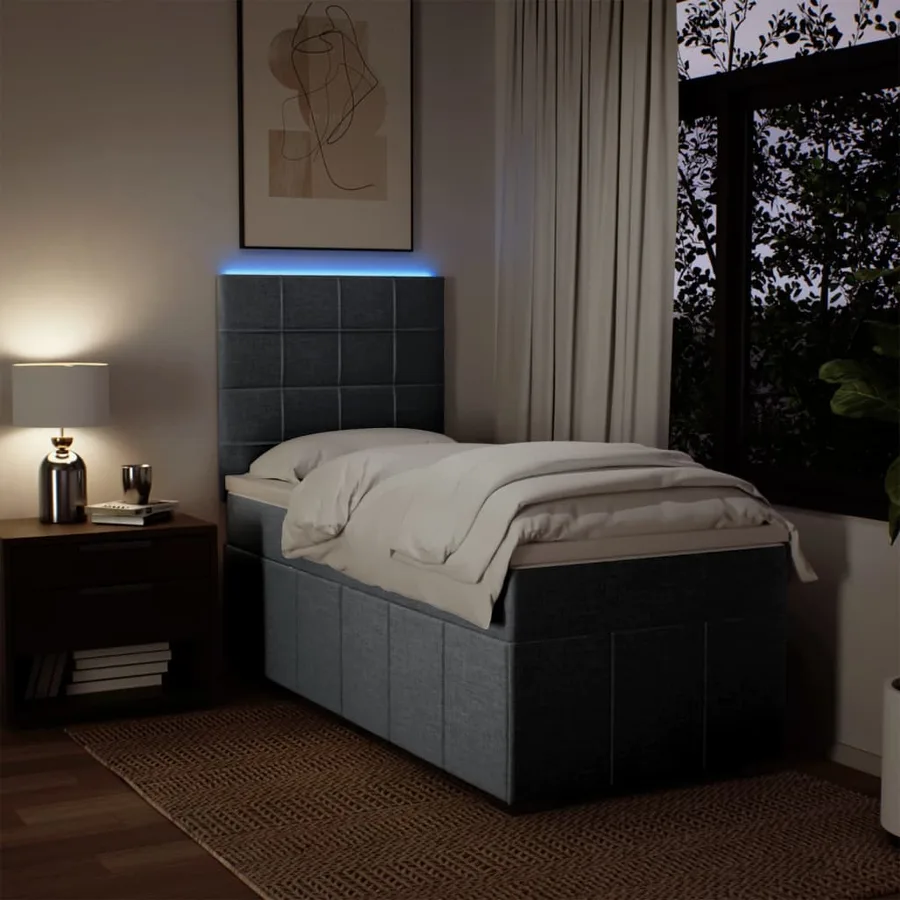 Sommier à lattes de lit avec matelas Gris clair 90x200 cm Tissu - 4