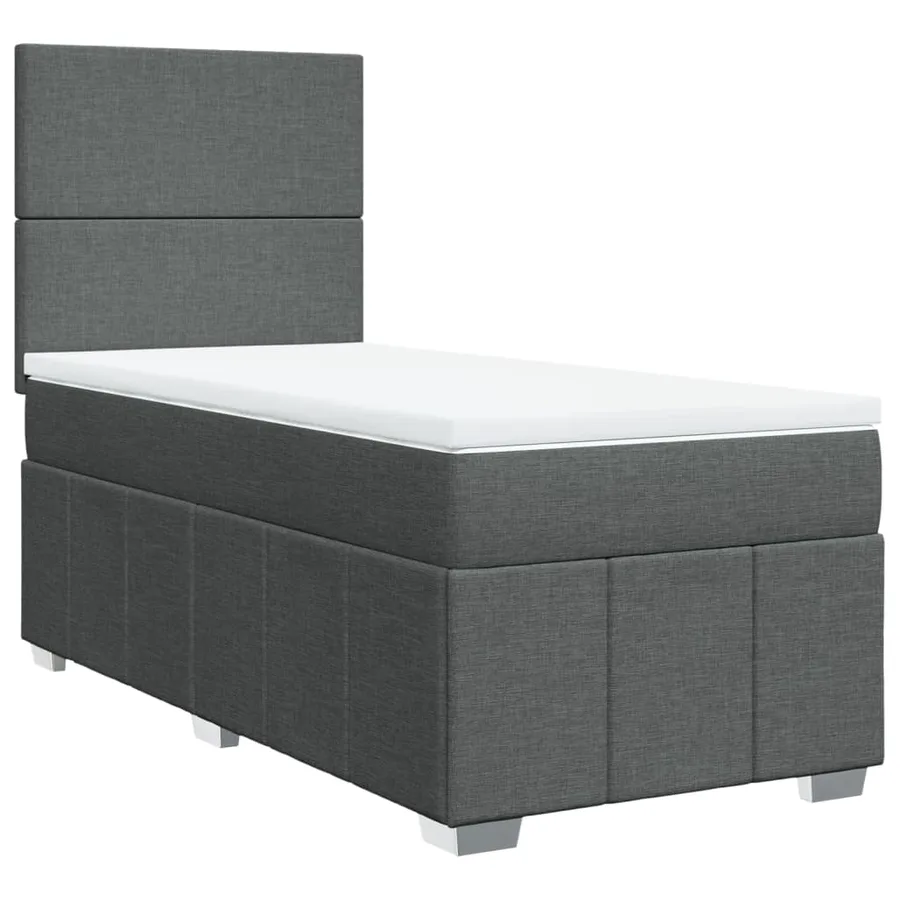 Sommier à lattes de lit avec matelas Gris foncé 90x200 cm Tissu - 3