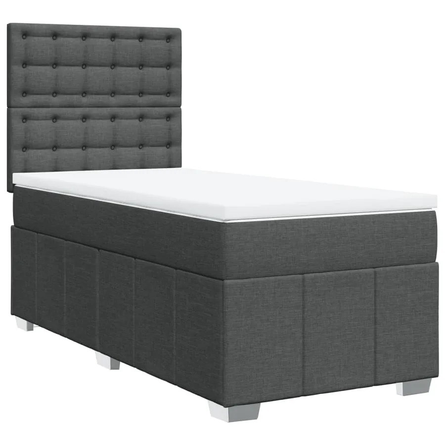 Sommier à lattes de lit avec matelas Gris foncé 90x200 cm Tissu - 3