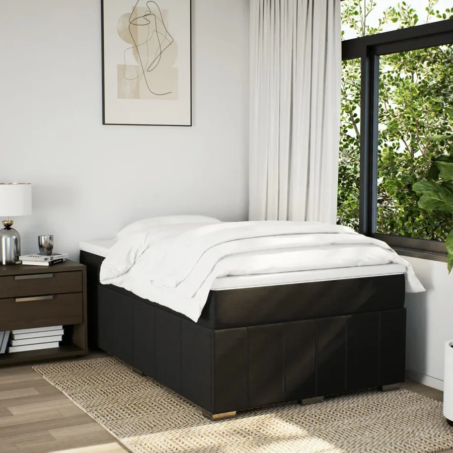 Sommier à lattes de lit avec matelas noir 120x190 cm tissu - 3