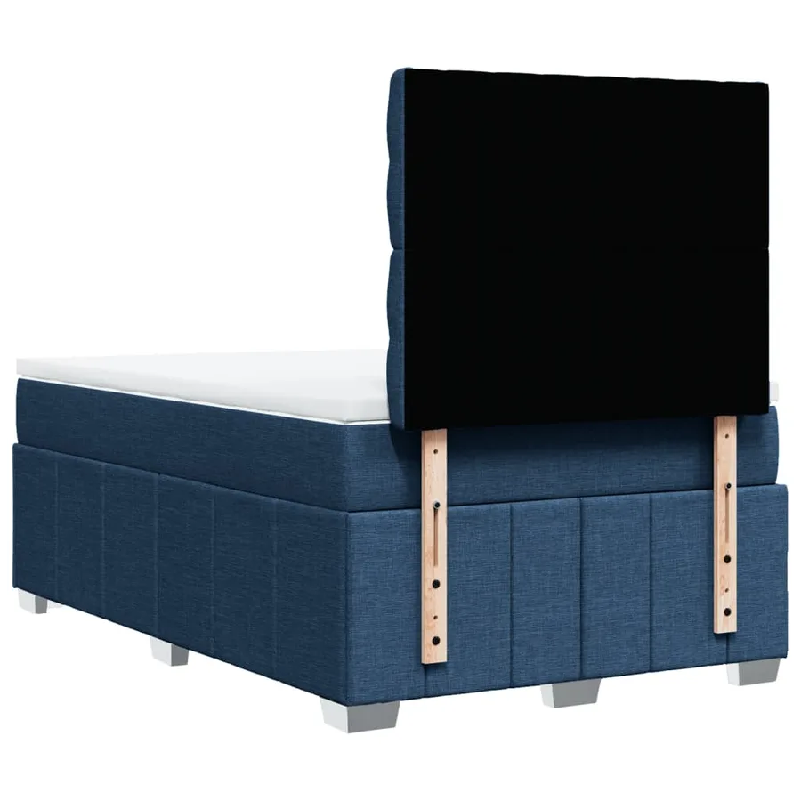 Sommier à lattes de lit avec matelas bleu 120x190 cm tissu - 6