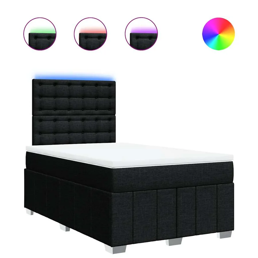 Sommier à lattes de lit avec matelas noir 120x190 cm tissu - 2