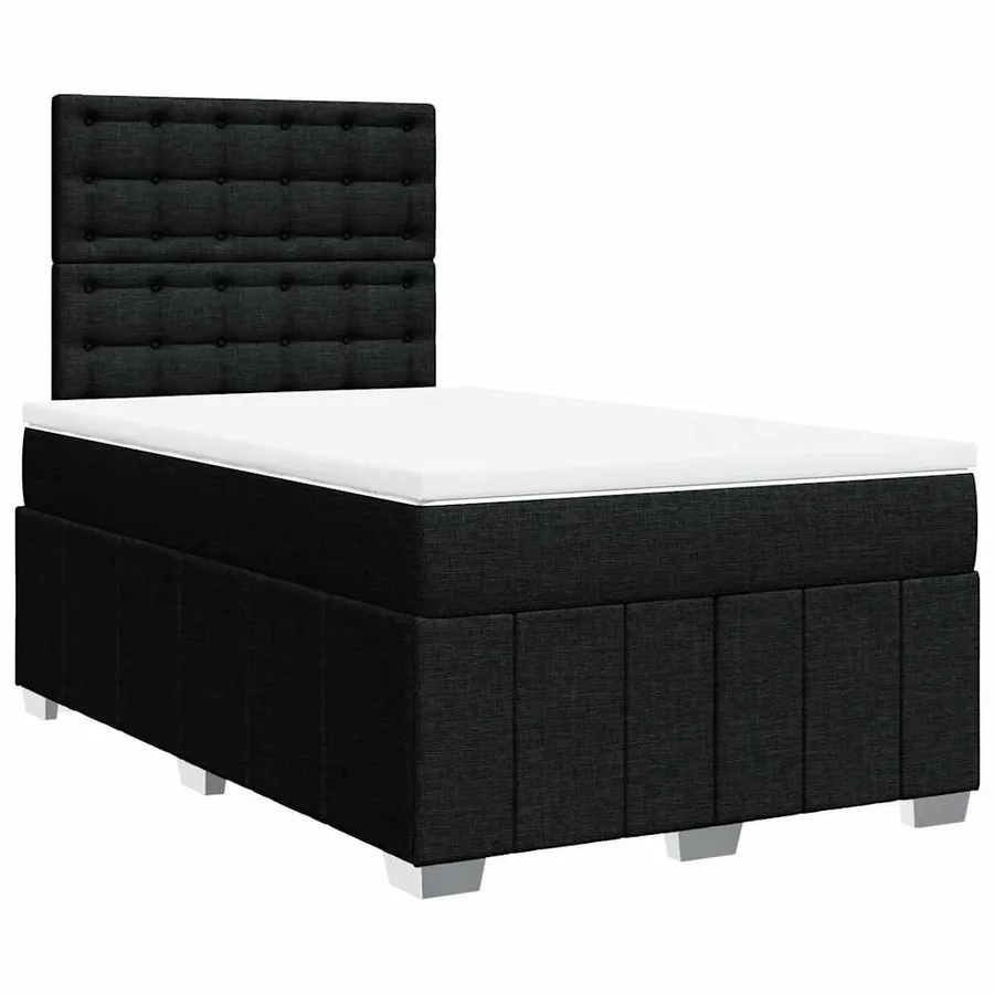 Sommier à lattes de lit avec matelas noir 120x190 cm tissu - 3