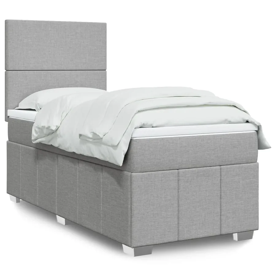 Sommier à lattes de lit avec matelas Gris clair 100x200cm Tissu