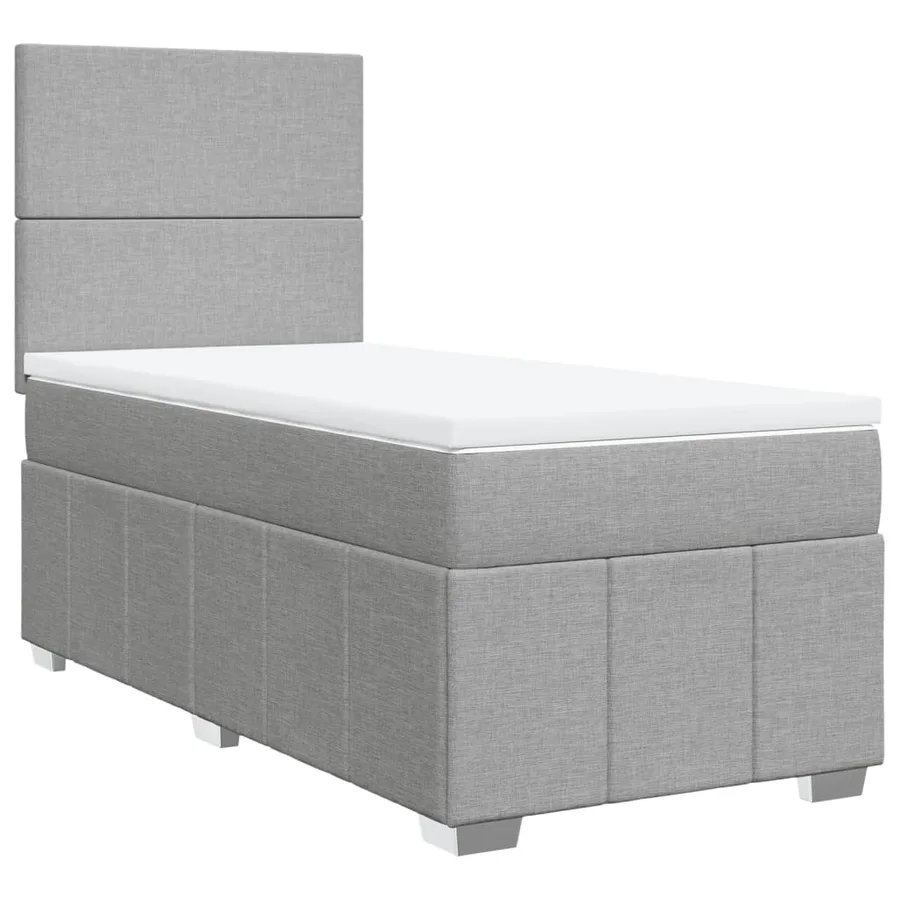 Sommier à lattes de lit avec matelas Gris clair 100x200cm Tissu - 2