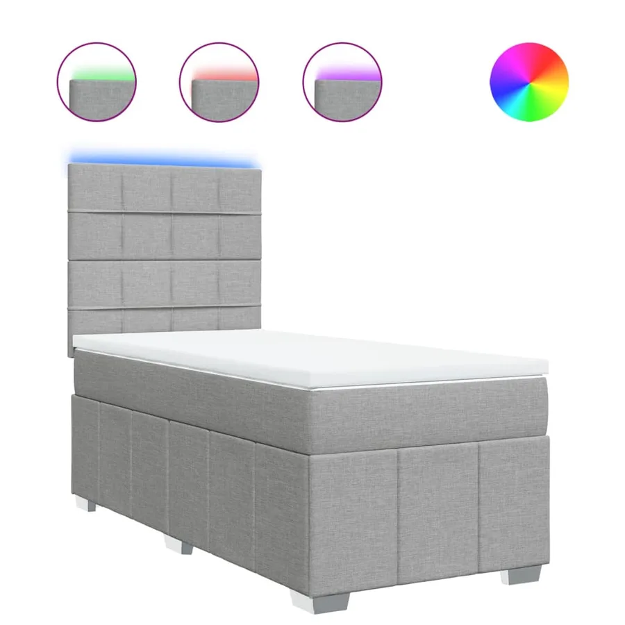Sommier à lattes de lit avec matelas Gris clair 100x200cm Tissu - 2