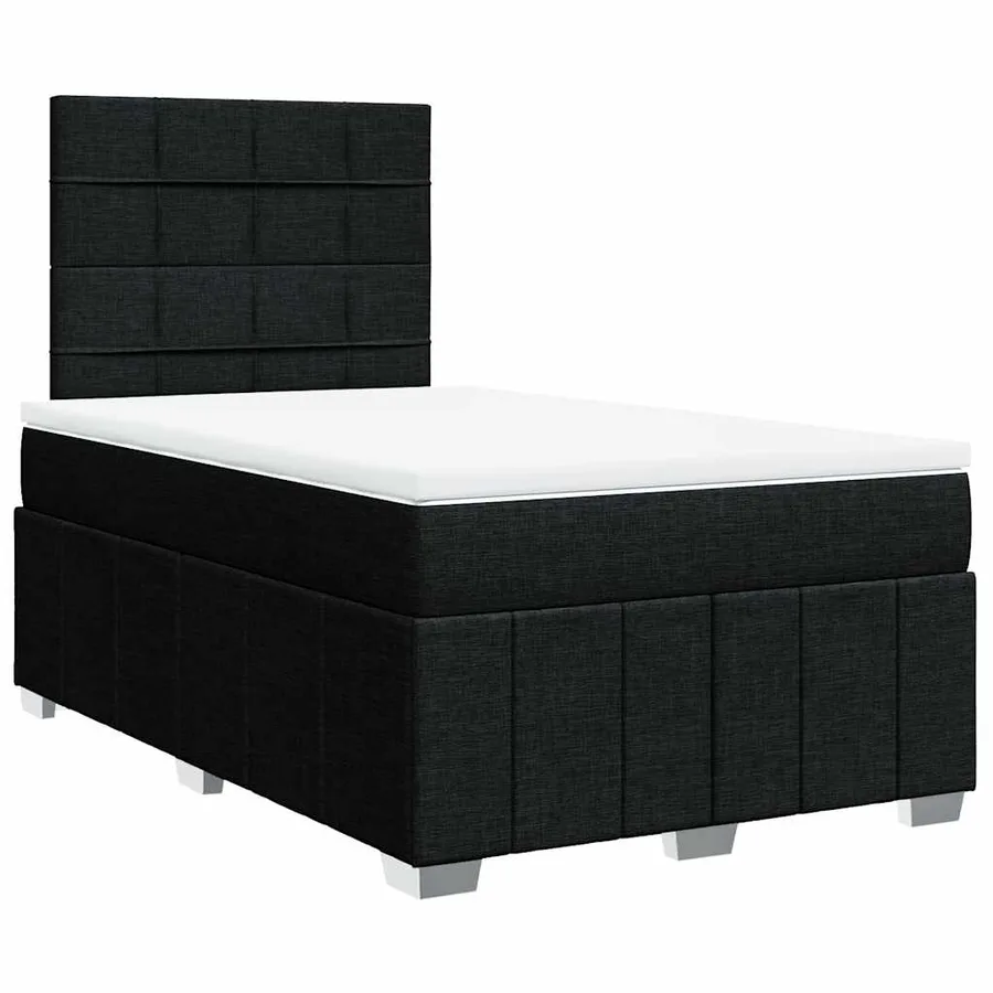 Sommier à lattes de lit avec matelas noir 120x190 cm tissu - 3