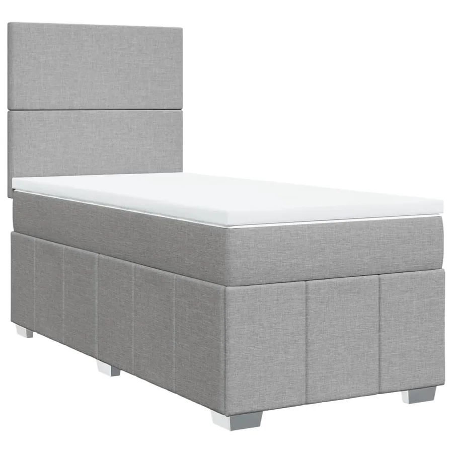 Sommier à lattes de lit avec matelas Gris clair 100x200cm Tissu - 3