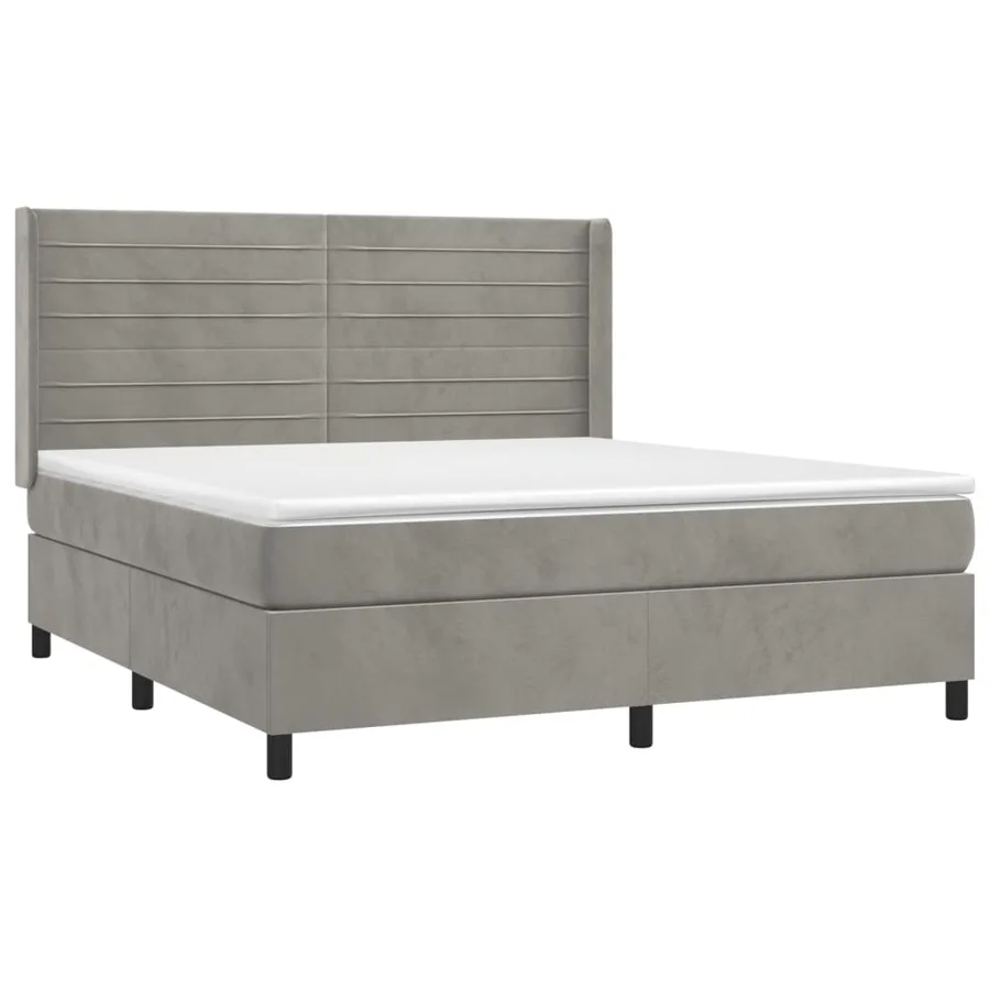 Sommier à lattes de lit matelas et LED Gris clair 180x200 cm - 4