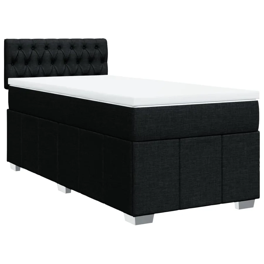 Sommier à lattes de lit avec matelas Noir 100x200 cm Tissu - 2