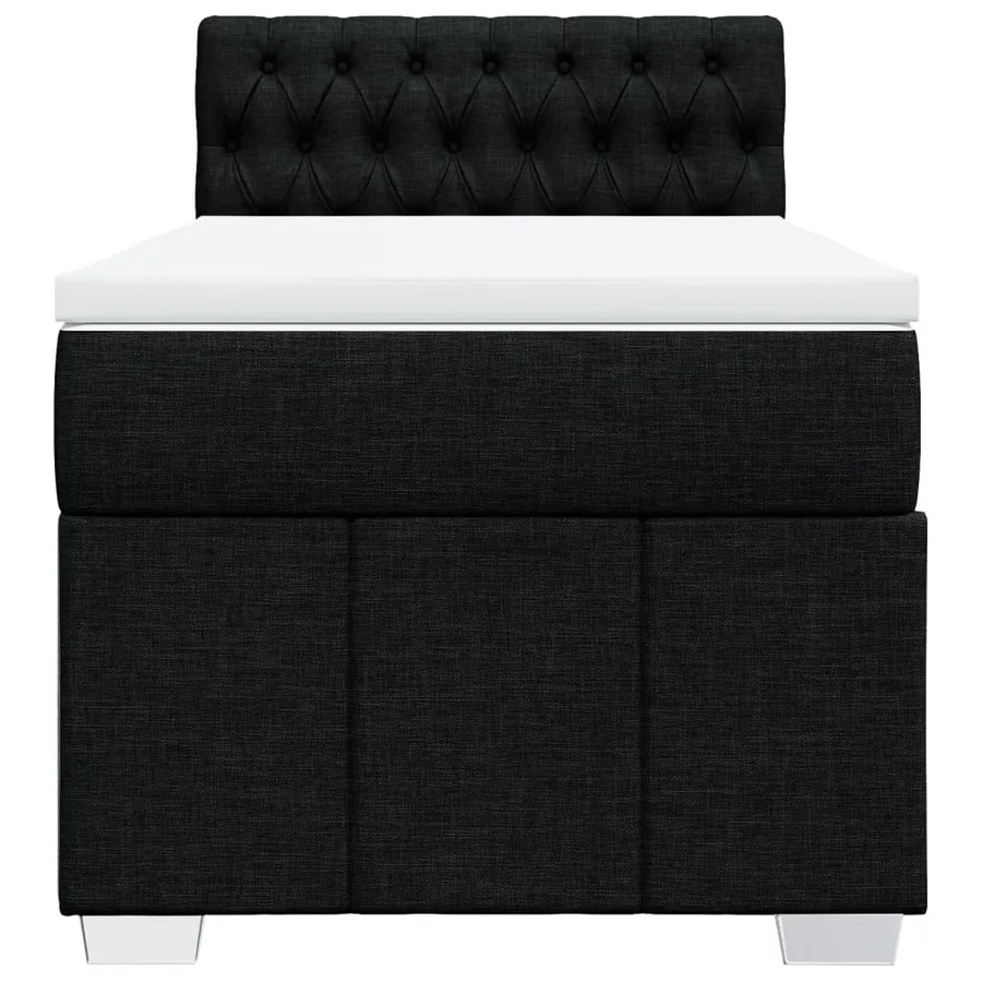 Sommier à lattes de lit avec matelas Noir 100x200 cm Tissu - 4