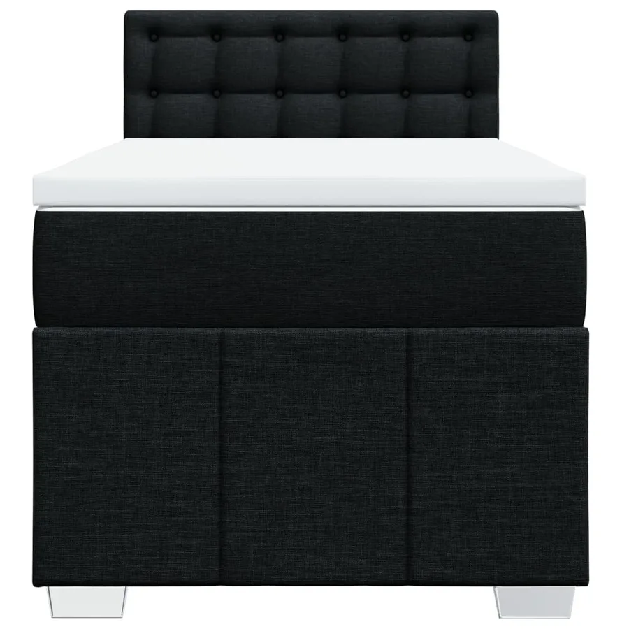 Sommier à lattes de lit avec matelas Noir 100x200 cm Tissu - 4