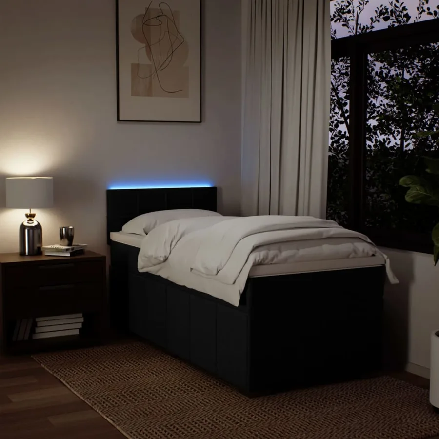 Sommier à lattes de lit avec matelas Noir 90x190 cm Tissu - 5