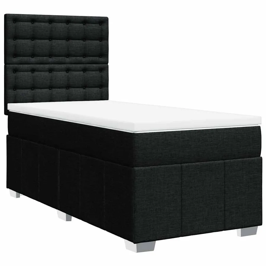 Sommier à lattes de lit avec matelas Noir 90x190 cm Tissu - 3