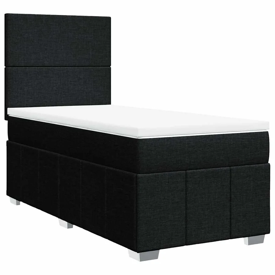 Sommier à lattes de lit avec matelas Noir 90x190 cm Tissu - 3