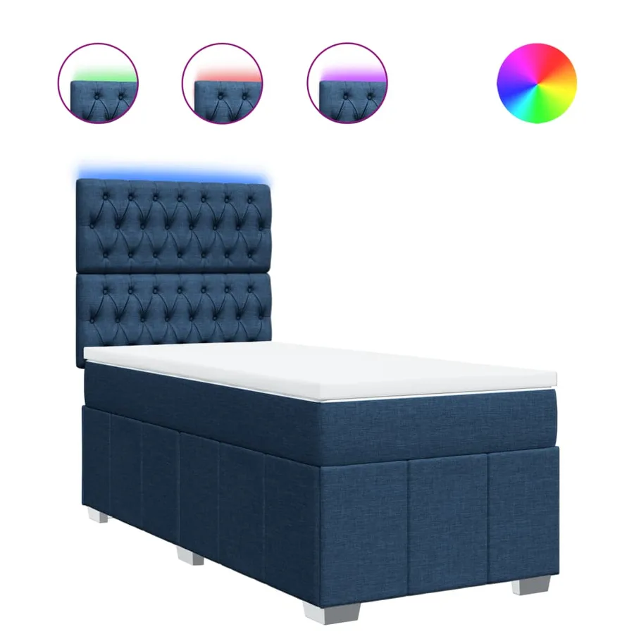 Sommier à lattes de lit avec matelas Bleu 90x200 cm Tissu - 2