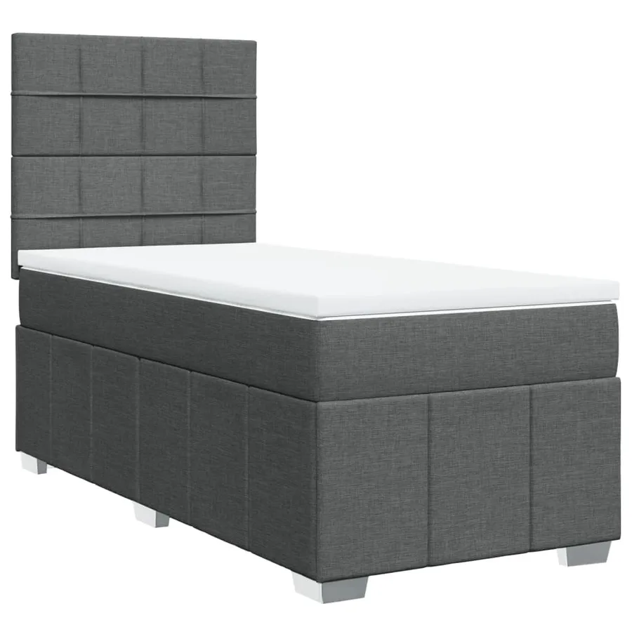Sommier à lattes de lit et matelas Gris foncé 90x190 cm Tissu - 2