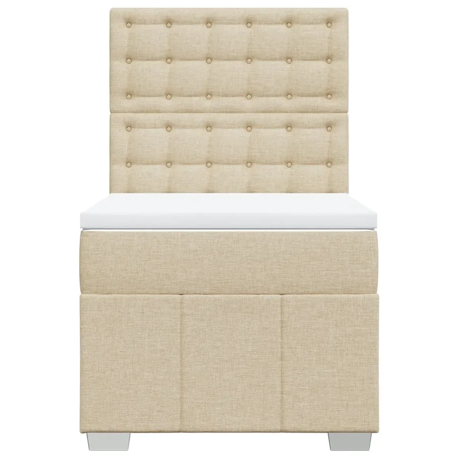 Sommier à lattes de lit avec matelas Crème 90x200 cm Tissu - 4
