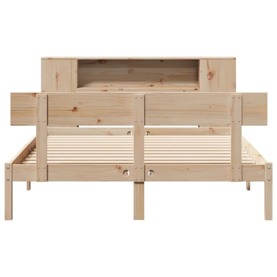 Lit bibliothèque sans matelas 160x200 cm bois massif de pin - 4
