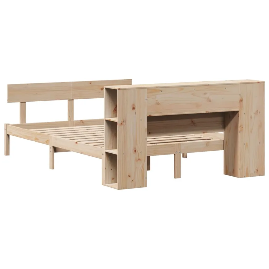 Lit bibliothèque sans matelas 160x200 cm bois massif de pin - 8