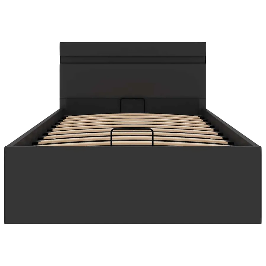 Cadre de lit à rangement hydraulique sans matelas avec LED noir - 6