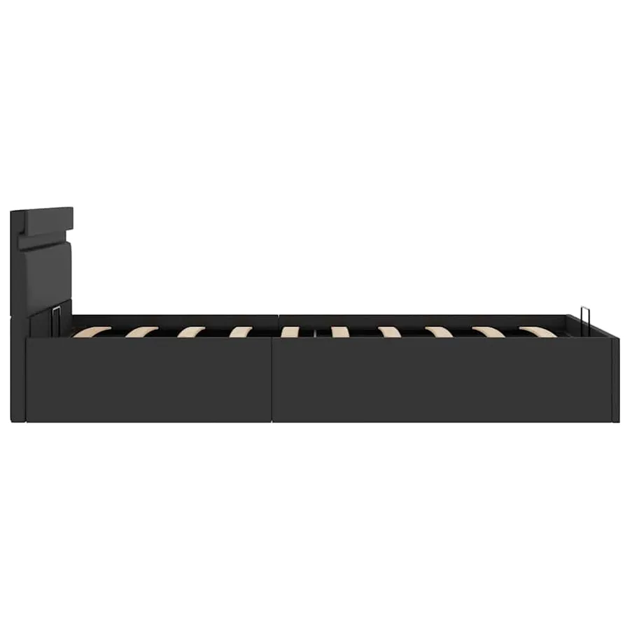 Cadre de lit à rangement hydraulique sans matelas avec LED noir - 7