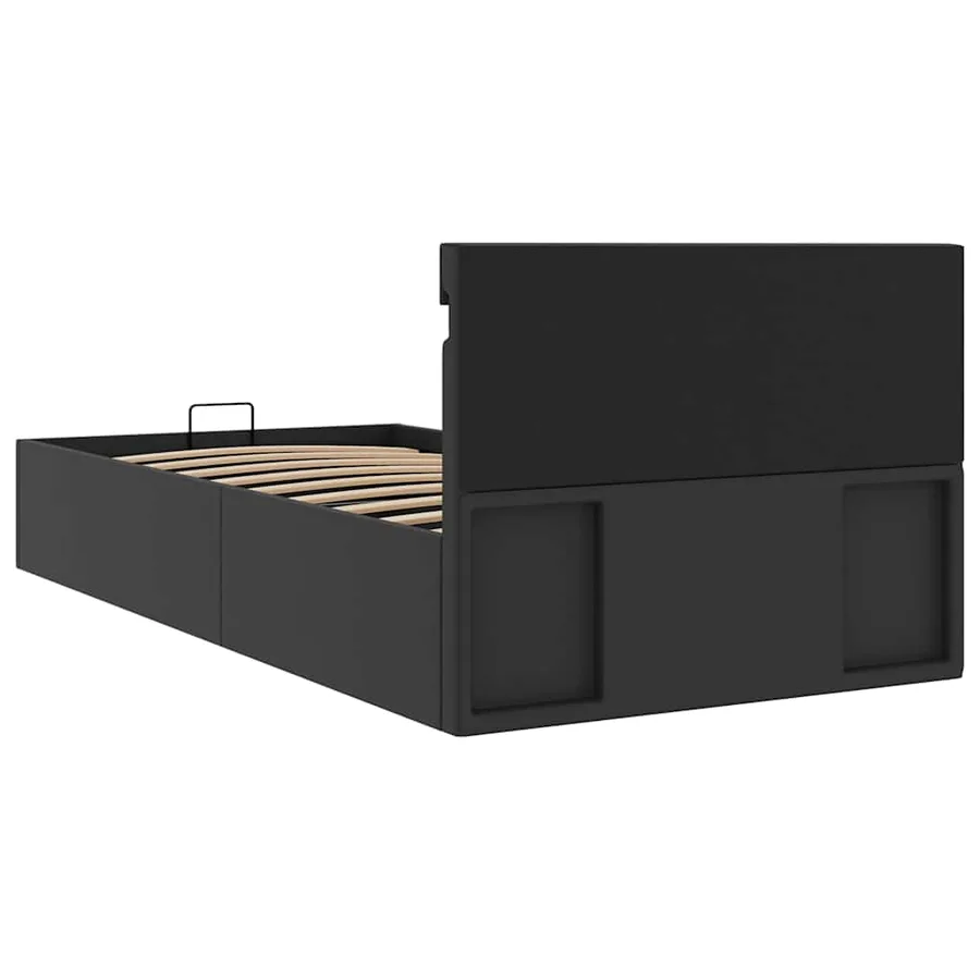 Cadre de lit à rangement hydraulique sans matelas avec LED noir - 8