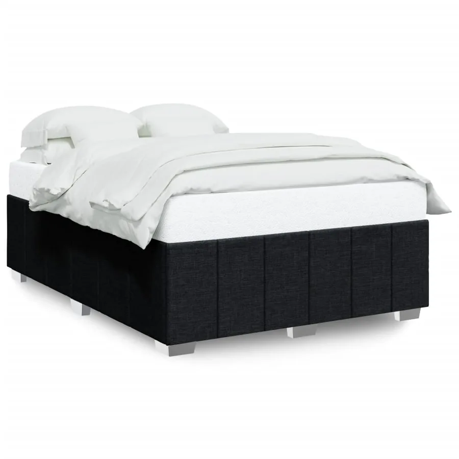 Cadre de lit sans matelas noir 160x200 cm tissu - 2
