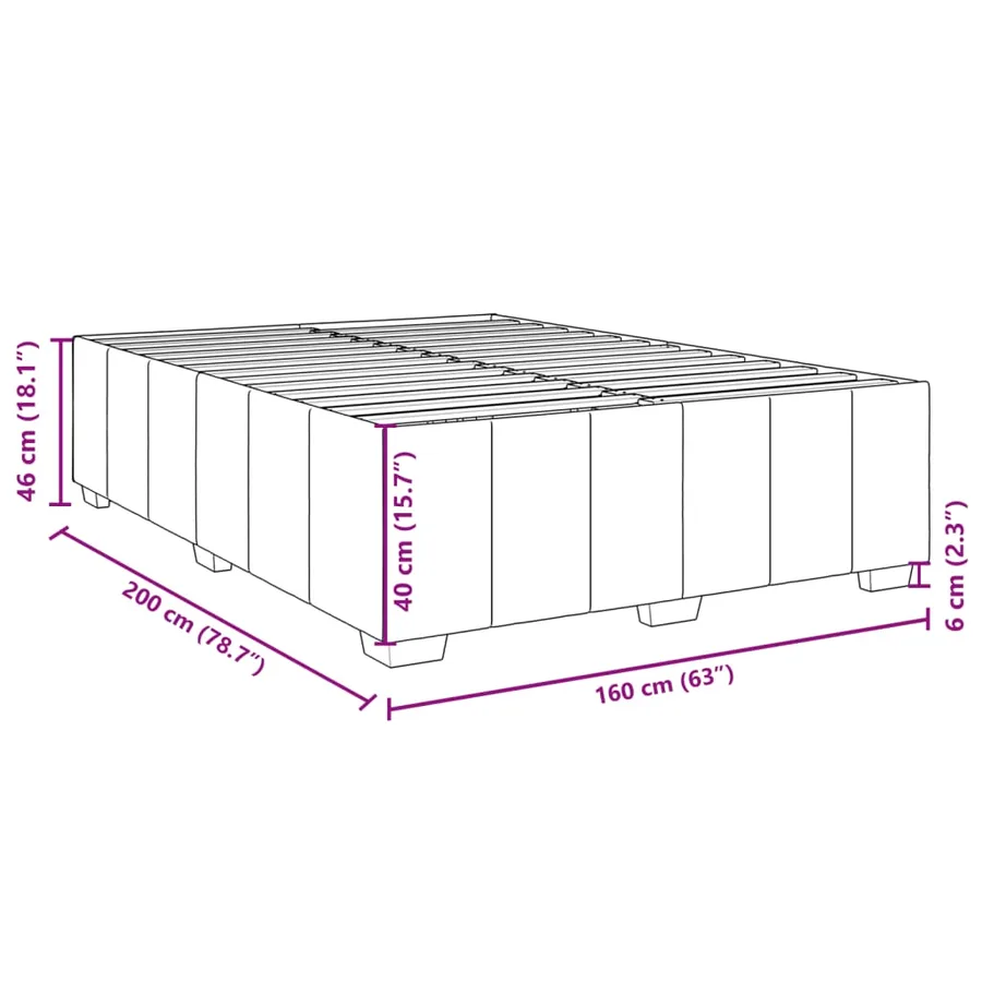 Cadre de lit sans matelas noir 160x200 cm tissu - 9