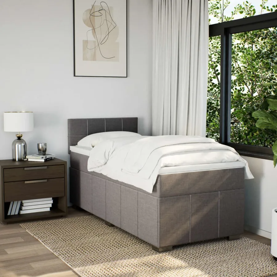 Sommier à lattes de lit avec matelas Taupe 90x190 cm Tissu - 4