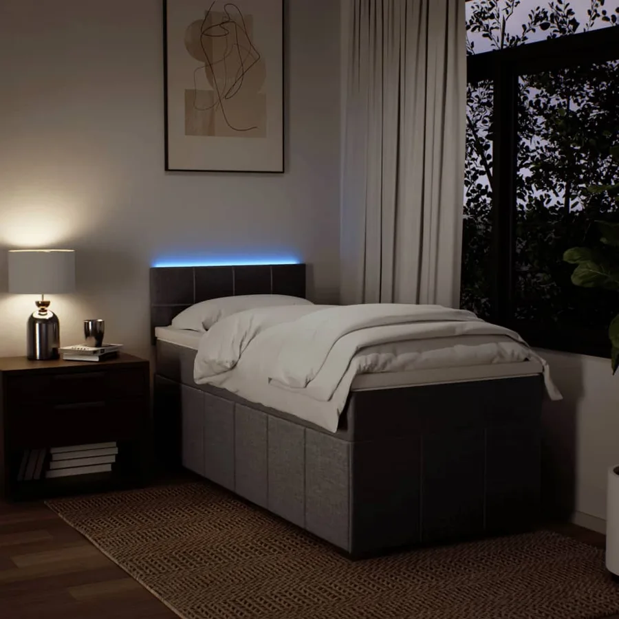 Sommier à lattes de lit avec matelas Taupe 90x190 cm Tissu - 5