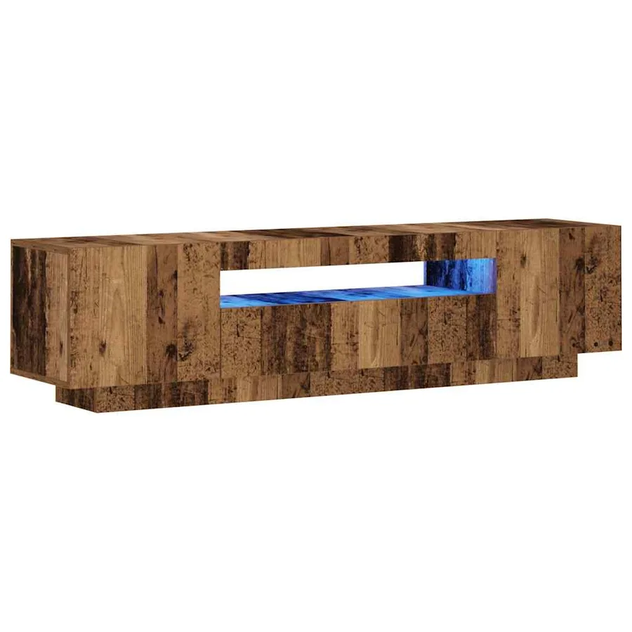 Meuble TV avec lumières LED vieux bois bois d'ingénierie - 3