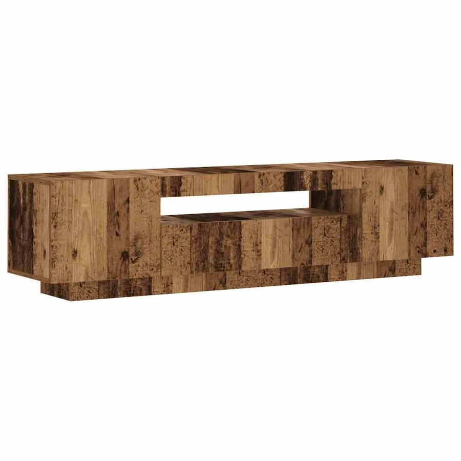 Meuble TV avec lumières LED vieux bois bois d'ingénierie - 6