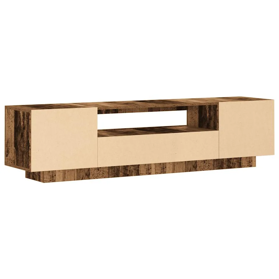 Meuble TV avec lumières LED vieux bois bois d'ingénierie - 9