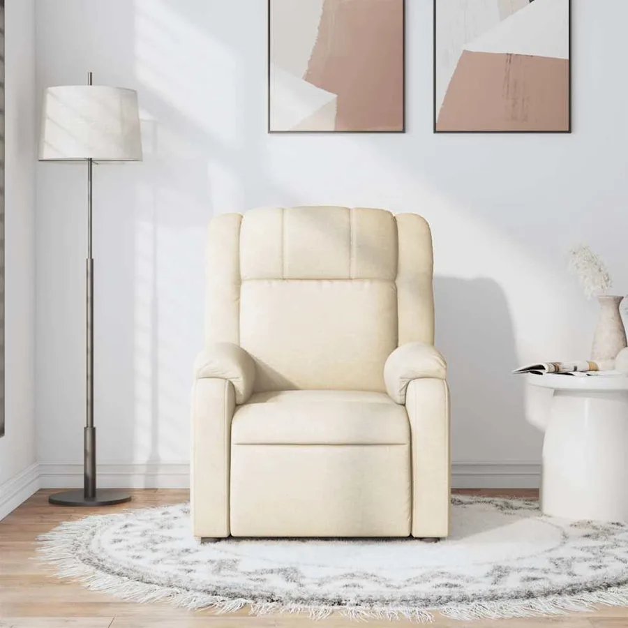 Fauteuil de massage inclinable Crème Tissu - 3