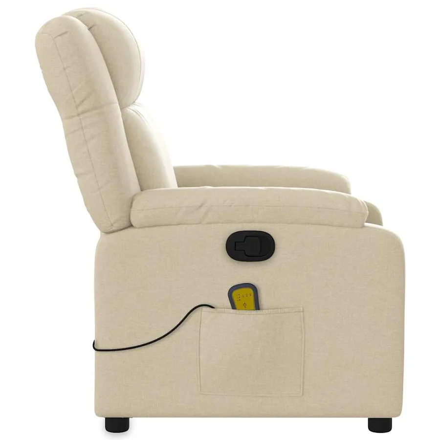 Fauteuil de massage inclinable Crème Tissu - 9