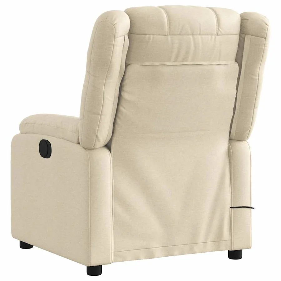 Fauteuil inclinable de massage électrique crème tissu - 5