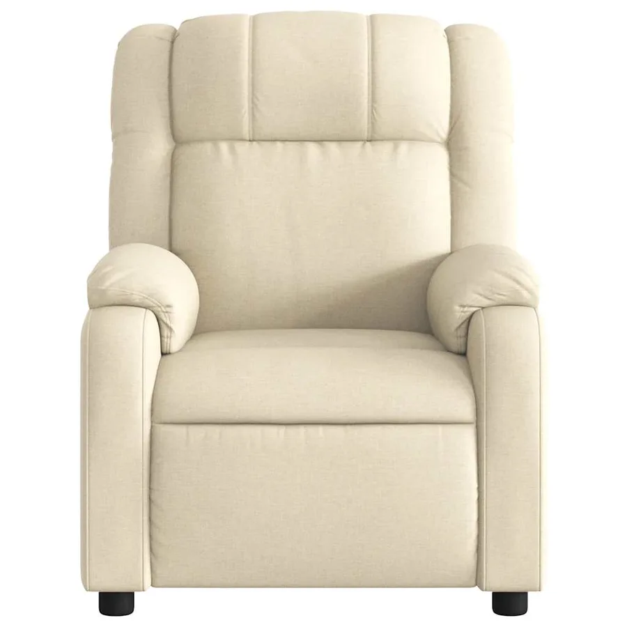 Fauteuil inclinable de massage électrique crème tissu - 9