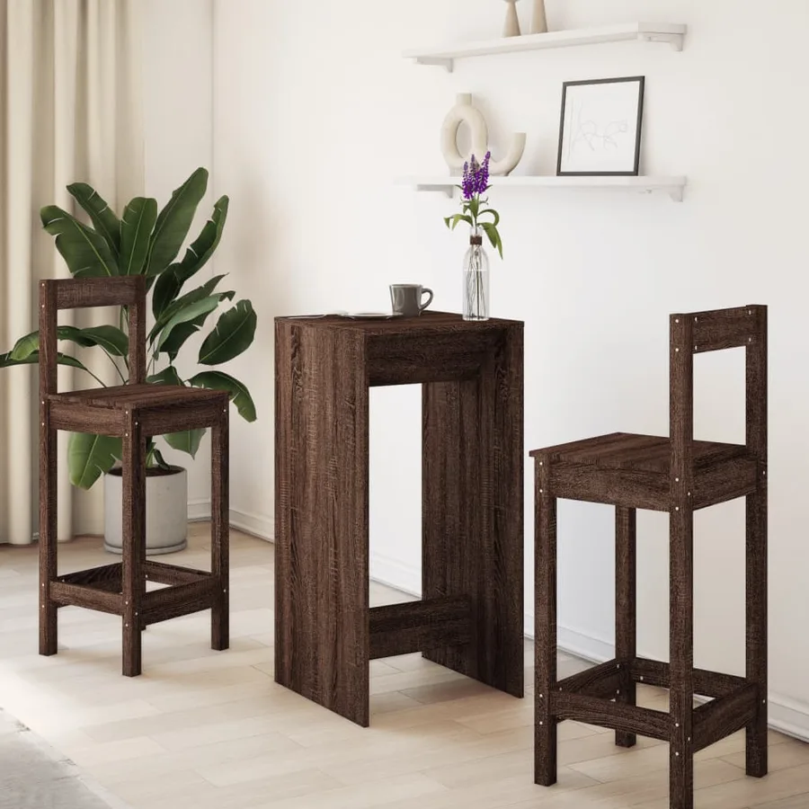 Table de bar chêne marron 51x50x103,5 cm bois d'ingénierie - 3