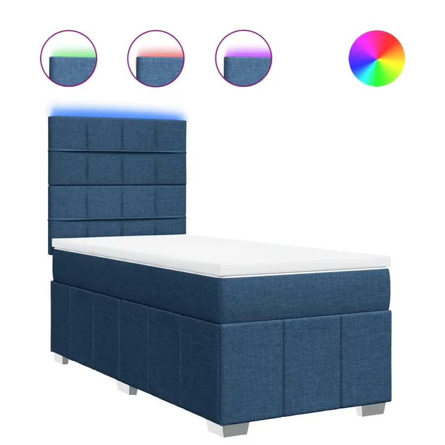 Sommier à lattes de lit avec matelas Bleu 100x200 cm Tissu - 2