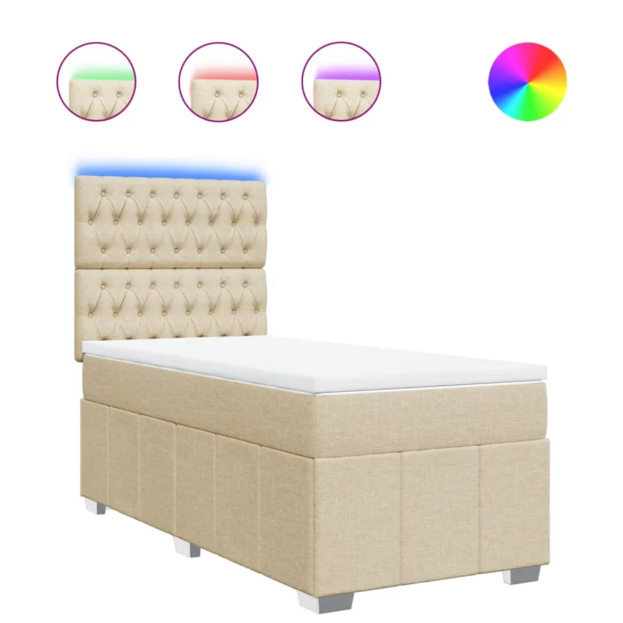 Sommier à lattes de lit avec matelas Crème 80x200 cm Tissu - 2