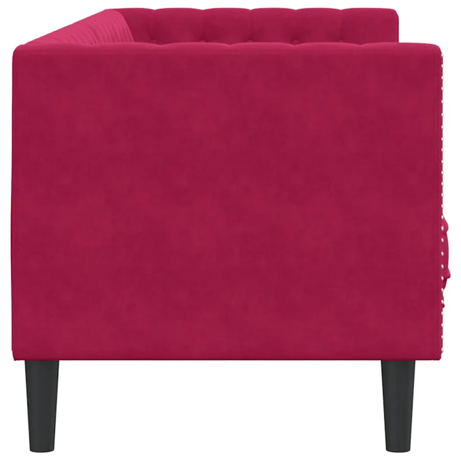 Canapé Chesterfield avec traversins 3 places velours - 5