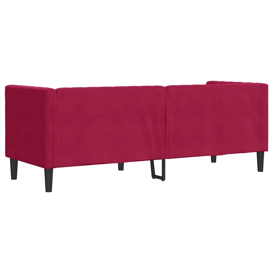 Canapé Chesterfield avec traversins 3 places velours - 6