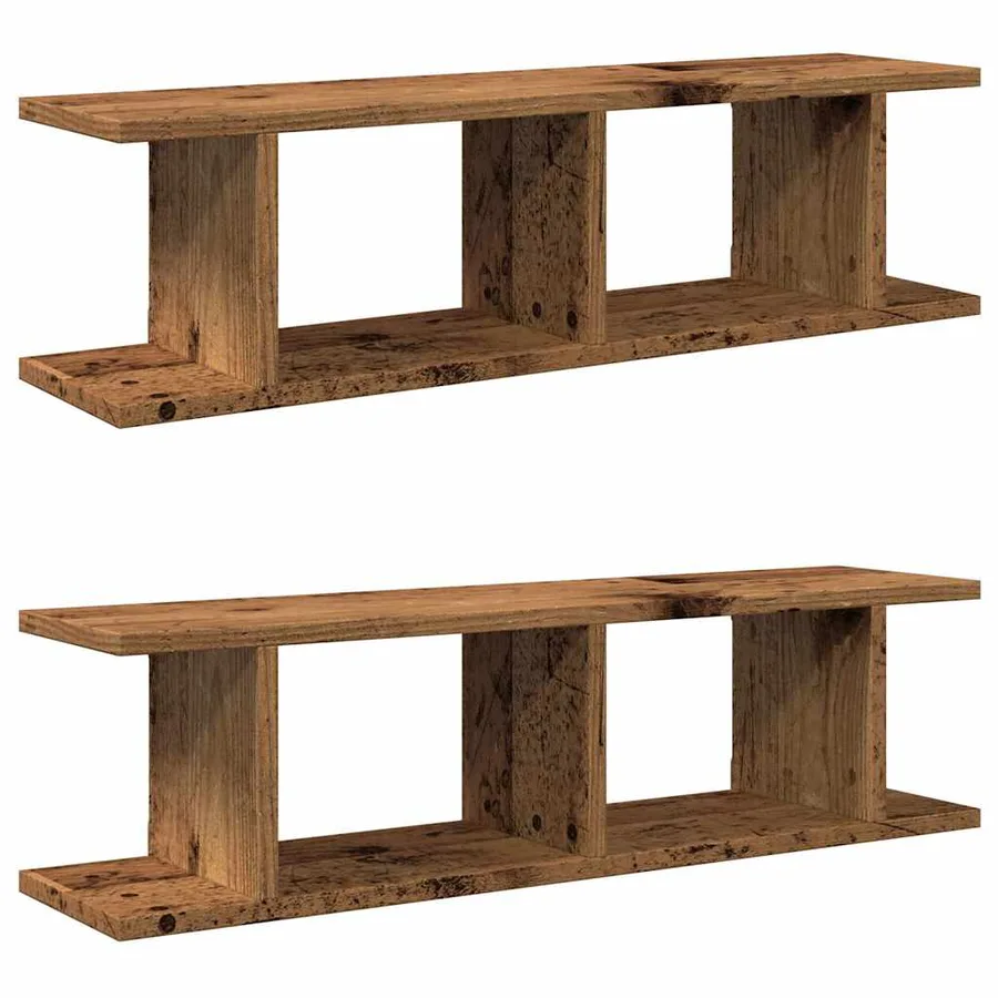 Étagères murales 2 pcs vieux bois 75x18x20 cm bois d'ingénierie - 2