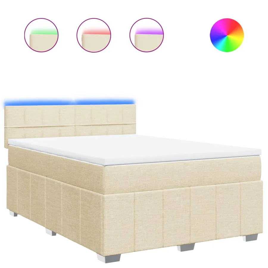 Sommier à lattes de lit avec matelas Crème 160x200 cm Tissu - 2