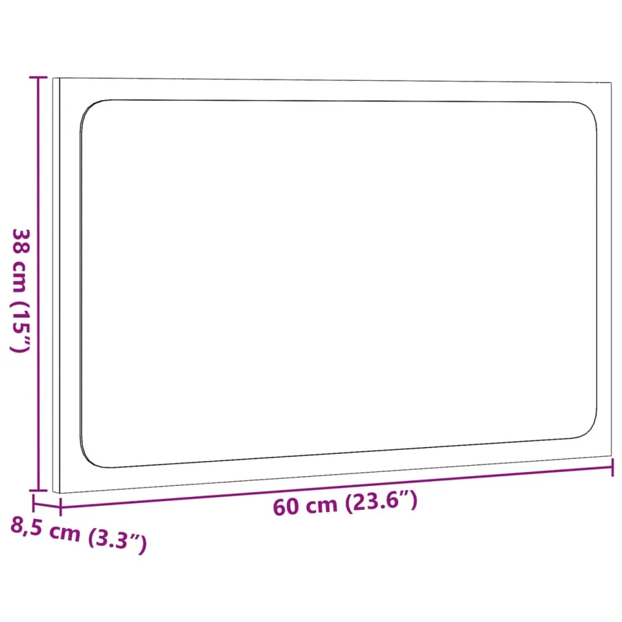 Miroir de salle de bain à LED sonoma gris bois d'ingénierie - 14