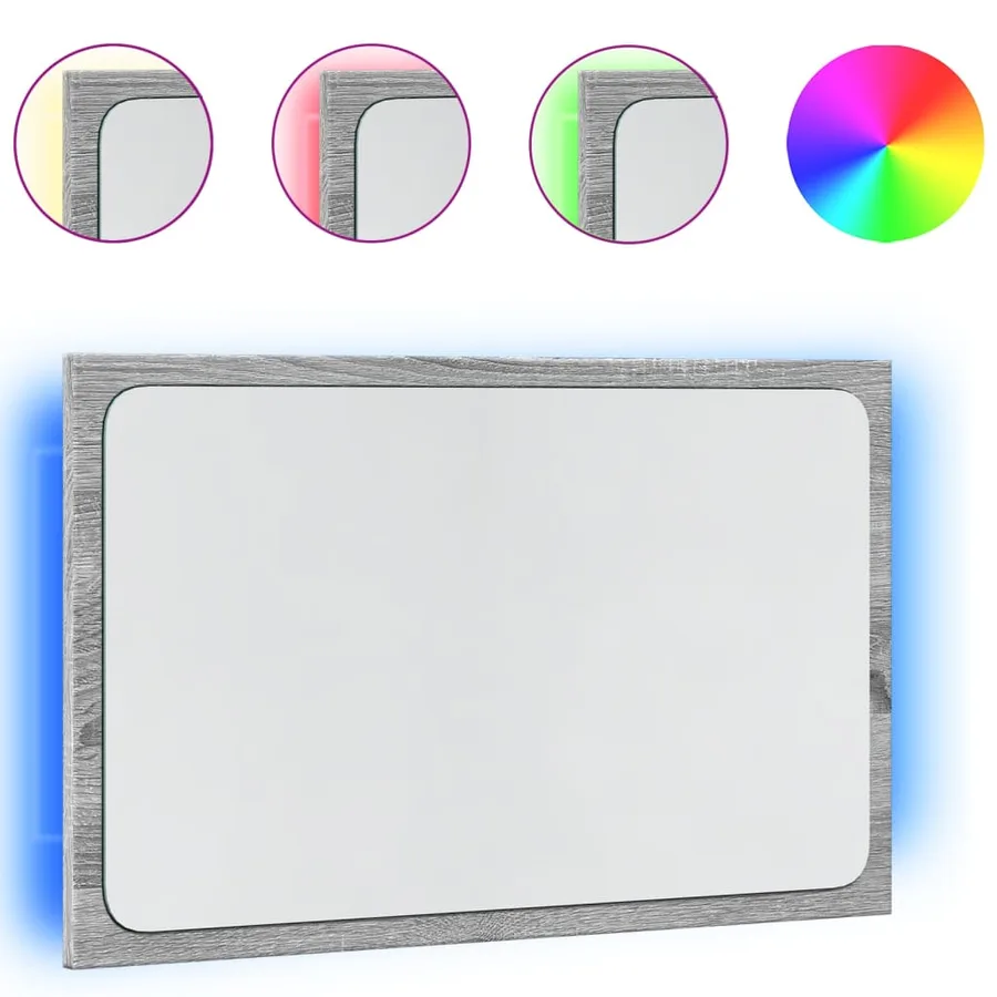 Miroir de salle de bain à LED sonoma gris bois d'ingénierie - 2