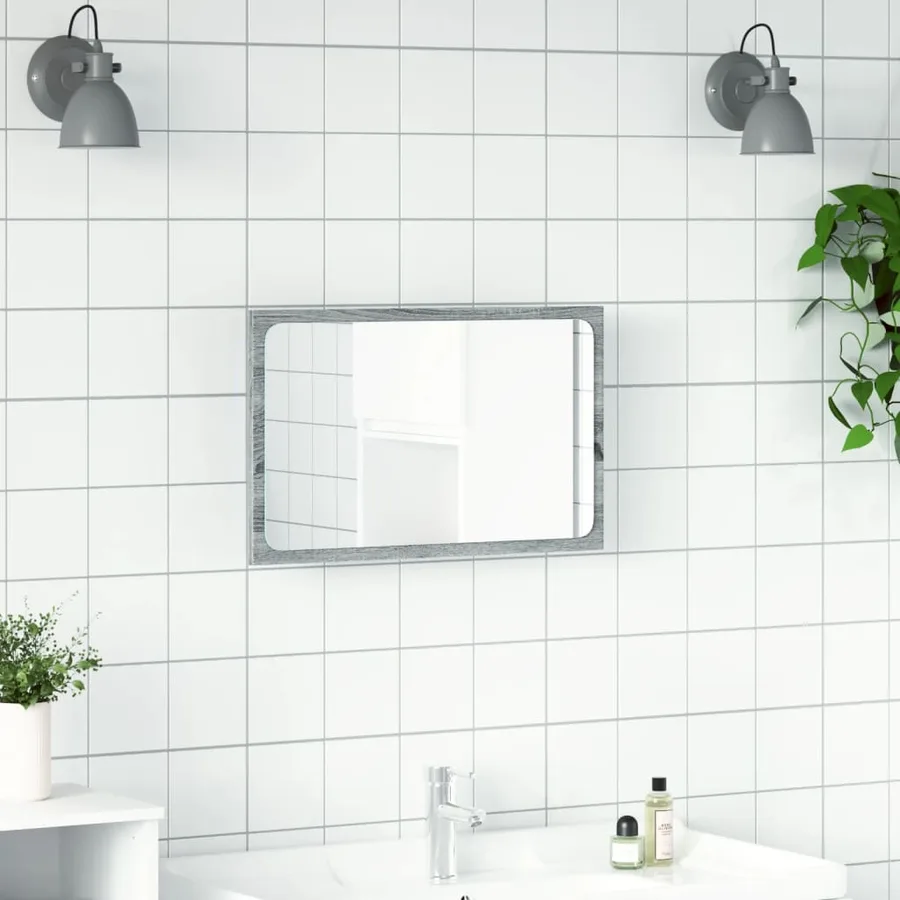 Miroir de salle de bain à LED sonoma gris bois d'ingénierie - 4