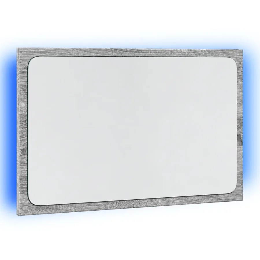 Miroir de salle de bain à LED sonoma gris bois d'ingénierie - 5