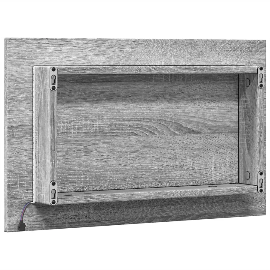 Miroir de salle de bain à LED sonoma gris bois d'ingénierie - 8